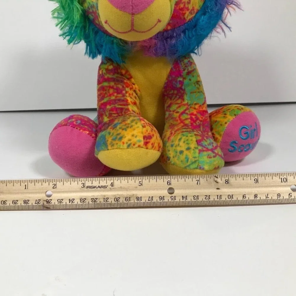 Girl Scouts 10 Inch Yellow Lion Plush Rainbow Mane Stuffed Animal 75120